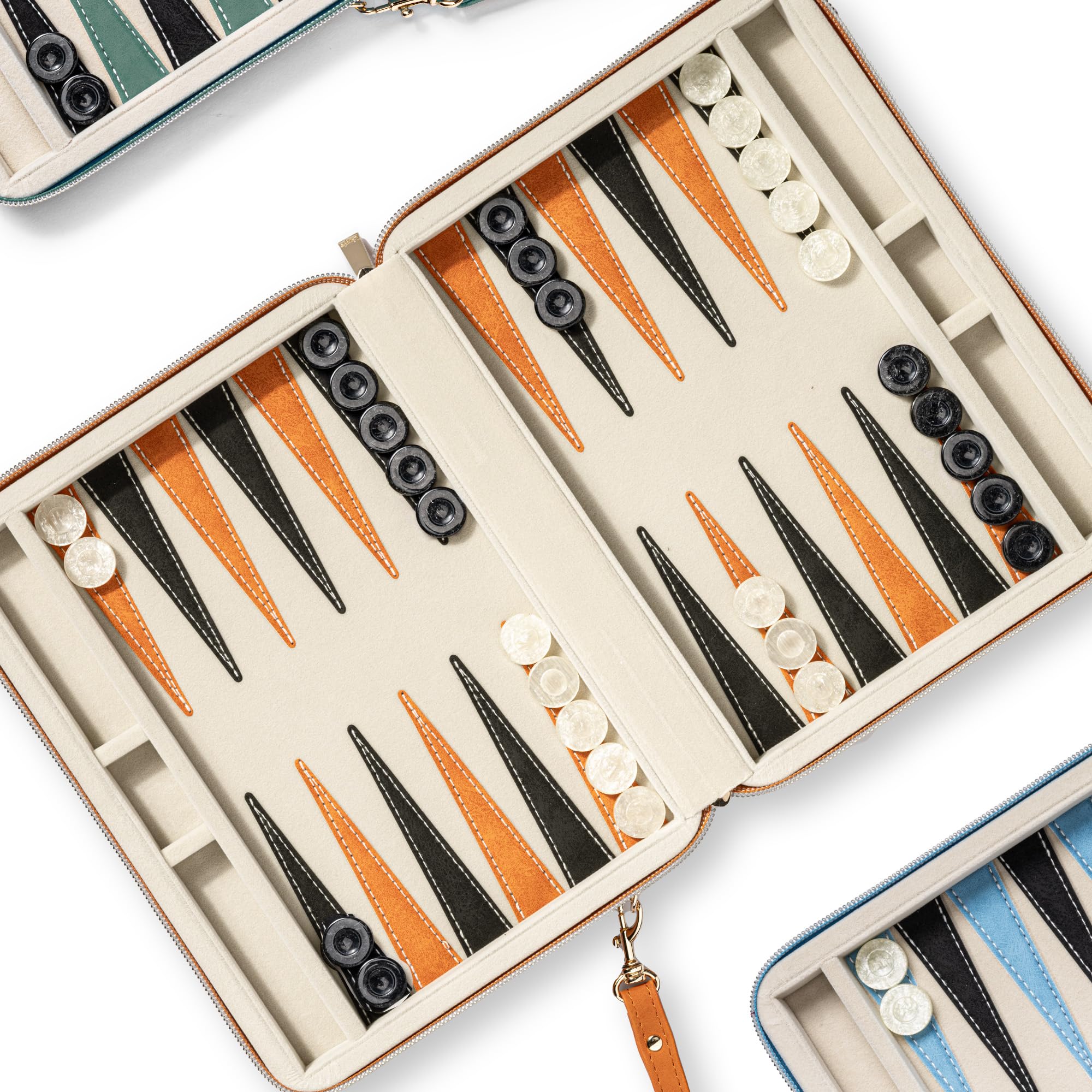 Set di backgammon per adulti, classico gioco da tavolo con custodia pieghevole in pelle Backgammon, set da viaggio portatile (arancione)
