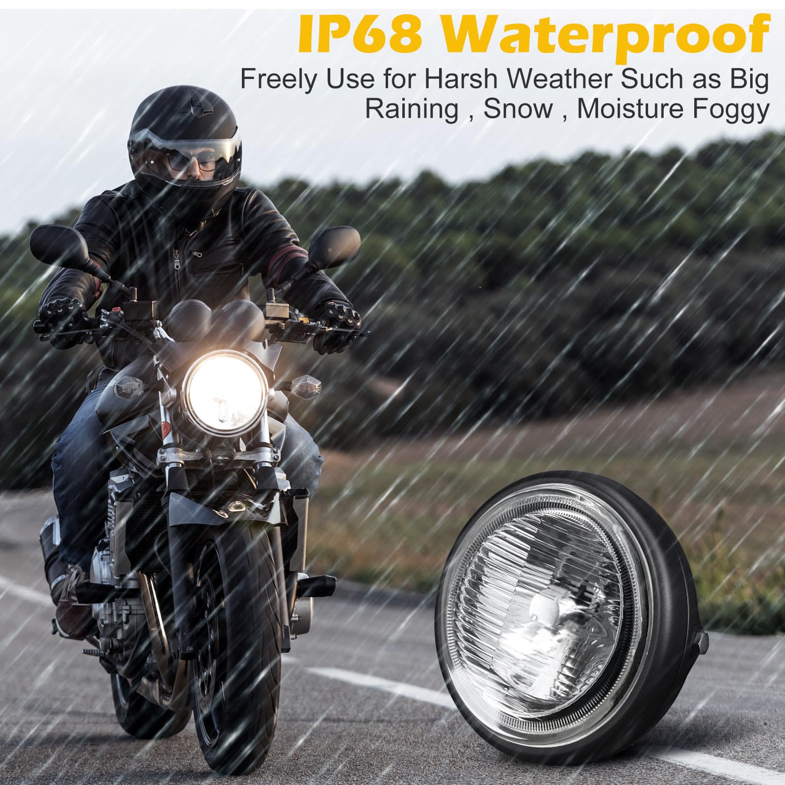 Zerodeko Carcasa Negra para Faro de Motocicleta Soporte Estable y Protección de Luz para Conducción Nocturna, Material PC Resistente Accesorios de Instalación