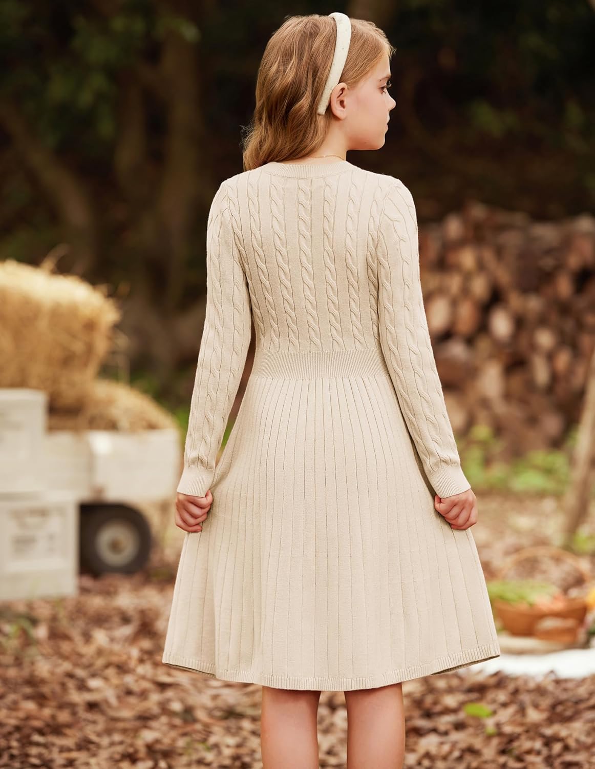 GRACE KARIN Girls Sweater Dress Long Sleeve Knit A Line Casual Midi Fall Winter Dresses 6-12 Years - Image 4