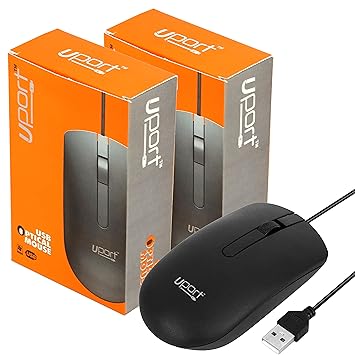 Storite 2 Pack Wired Optical Mouse, 3-Button Ergonomic Computer Mice for Right or Left Hand, Corded USB Mouse for PC, Computer, Laptop, Desktop, Chromebook, Notebook, Mac (Black)