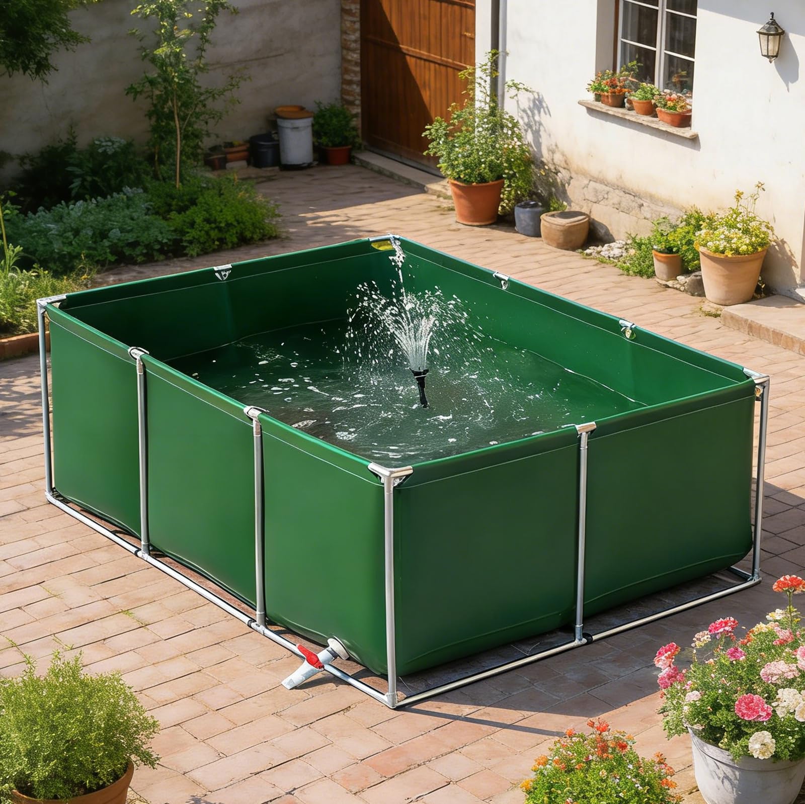 Hggdsac fish pond above ground ponds, outdoor fish tank With Metal Bracket, raised pond kit complete, temporary pond koi holding tanks for hydroponic plants, garden water storage, watering flowers