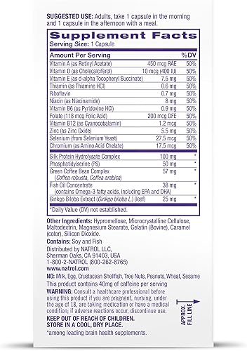 Miniatura 8 de Natrol Cognium Complete, Suplemento dietético para la salud cerebral, suplementos de salud cerebral para adultos, 60 cápsulas, suministro para 30