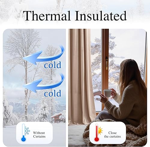 Miniatura 123 de RYB HOME Juego de 2 paneles de cortinas de terciopelo malva, cortinas y cortinas para oscurecer la habitación, con aislamiento térmico, decoración