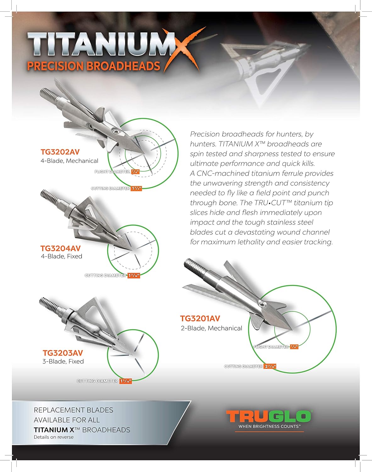 TRUGLO Titanium X Broadheads for Archery, 100 GR