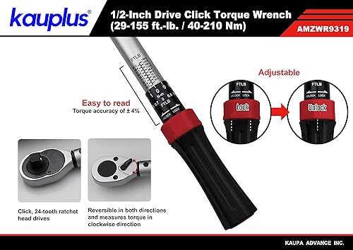 Miniatura 2 de Llave dinamométrica de clic de 12 pulgada con bloqueo giratoriodesbloqueo giratorio (29-155 ft.-lb.  40-210 Nm)