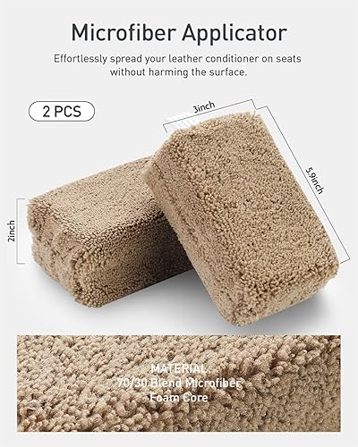 Miniatura 10 de Fantasticlean Juego de 9 piezas de detalles para el interior del automóvil, paño de microfibra y aplicador, cepillos de detalles, cerdas naturales