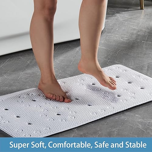 Miniatura 10 de Alfombrilla antideslizante para bañera espuma de seguridad suave para bañera adecuada para ancianos y niños de 21 x 21 pulgadas con orificios de