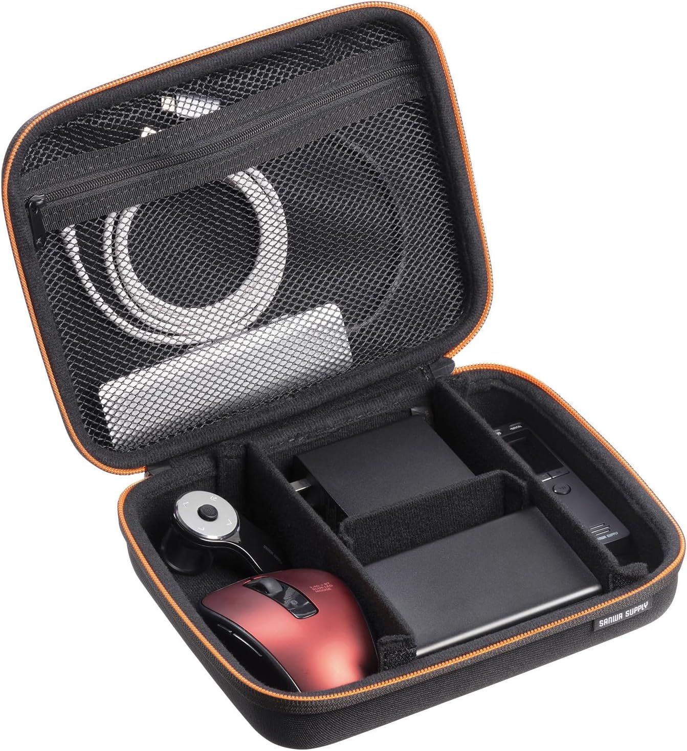 Sanwa Supply IN-HDAD4BK Semi-Hard Gadget Case (W x D x H): 8.7 x 6.7 x 2.6 inches (220 x 170 x 65 mm)