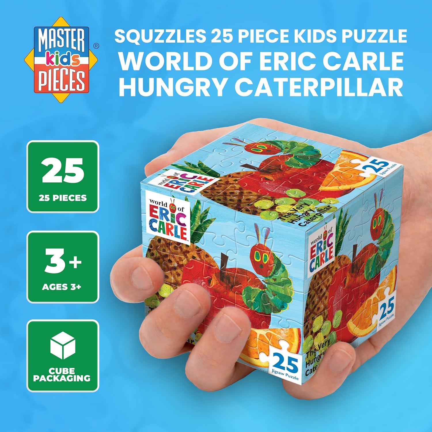 MasterPieces Officially Licensed 25 Piece Eric Carle Jigsaw Puzzle for Kids - Hungry Caterpillar - 10"x10"