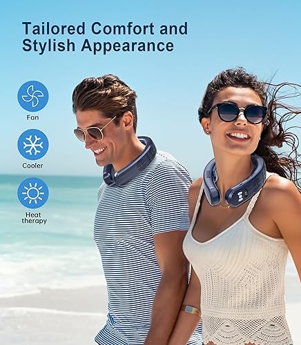 Miniatura 2 de Ventilador de cuello, ventilador personal sin aspas manos libres, batería de 4000 mAh, 3 velocidades, recargable USB-C, ventilador ultra silencioso