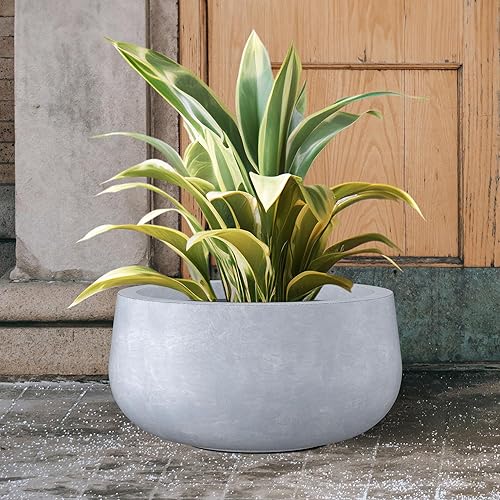 Miniatura 6 de Kante RC0051C-C60611 - Maceta redonda de hormigón ligero para exteriores, gris pizarra