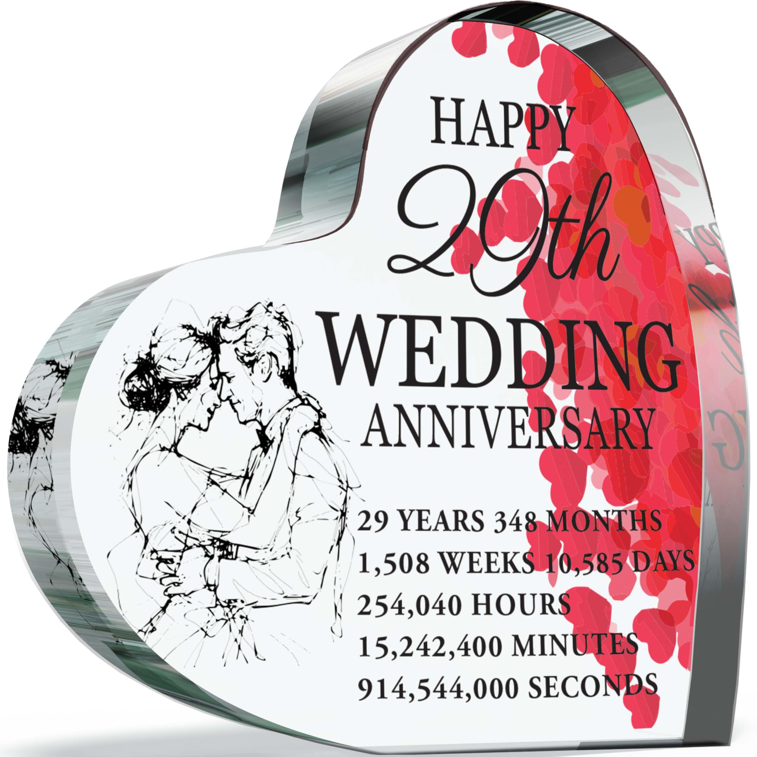 Giftzie Women's 29Th Anniversary Acrylic Heart Plaque For Wife Or Husband