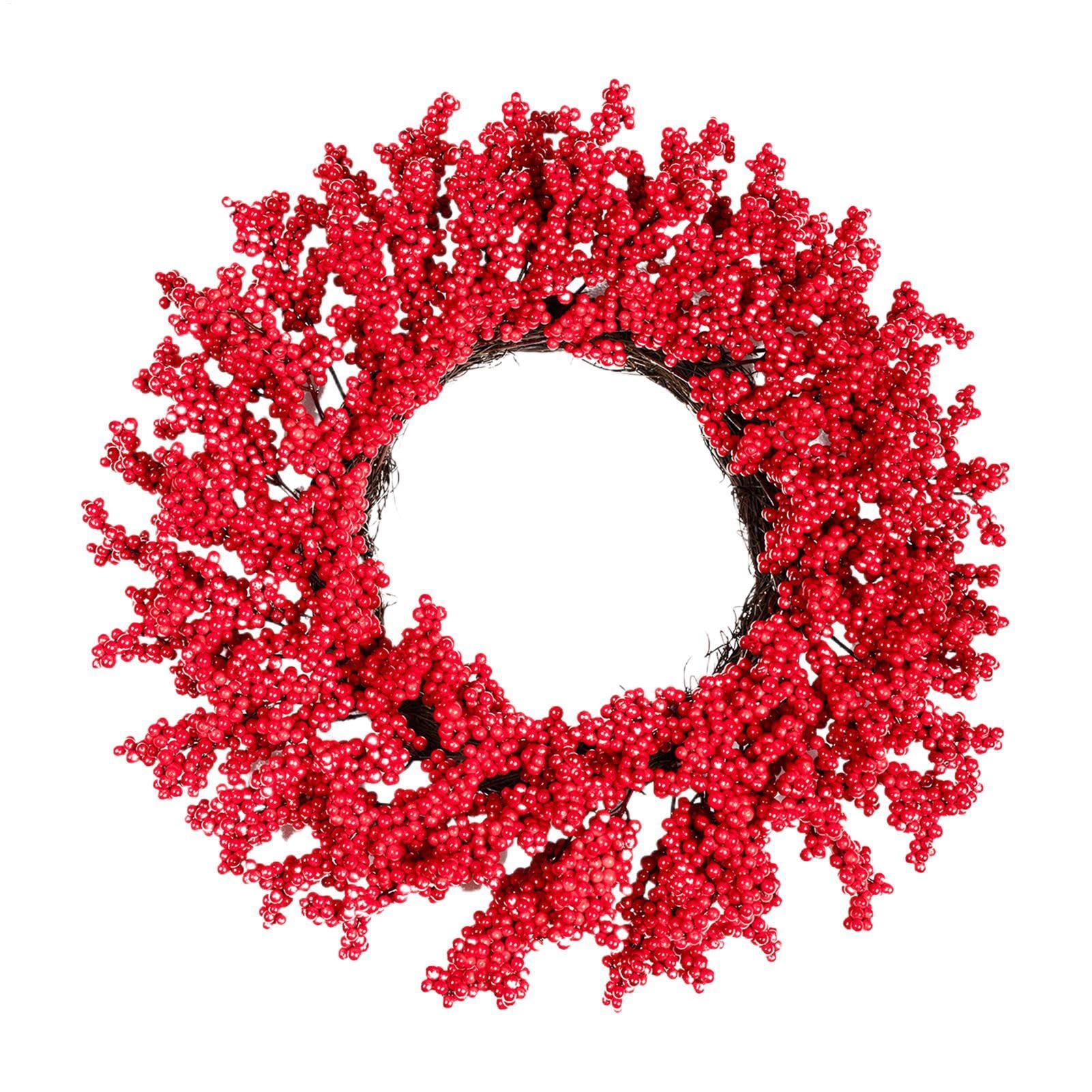 Couronne de baies rouges de Noël idéale pour sublimer votre porte d'entrée