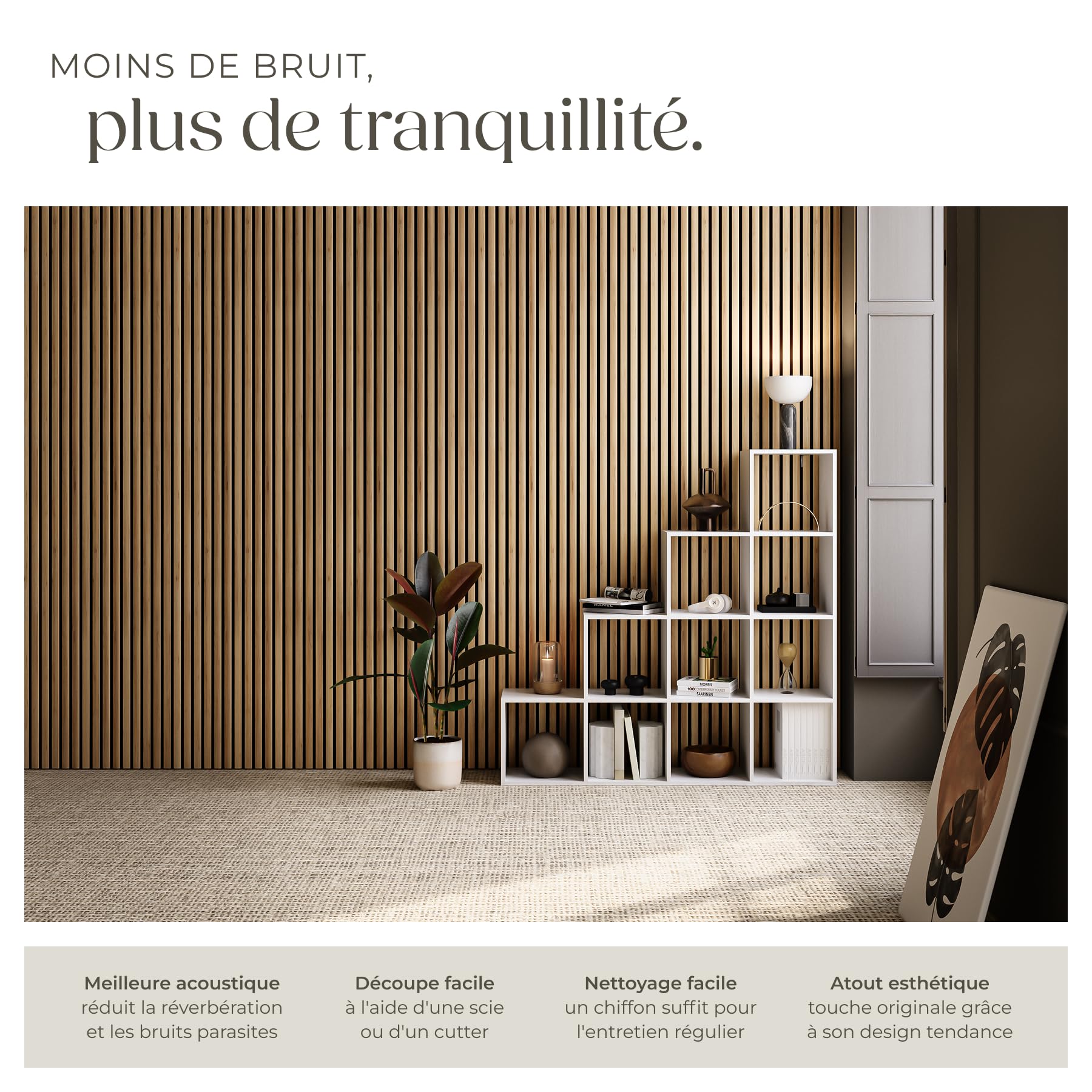 tectake® Lot de 2 panneaux acoustiques muraux et pour plafond, en Bois MDF, 120 x 60 x 2,1 cm par panneau mural decoratif pour isolation phonique Chambre, Bureau, Studio de musique Decoration murale