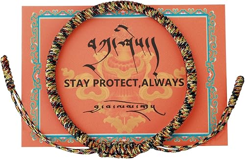 Miniatura 13 de Auténticos benditos monjes tibetanos hechos a mano Dorje Knot pulsera de protección para mujeres y hombres con talismán B-rojo+rojo