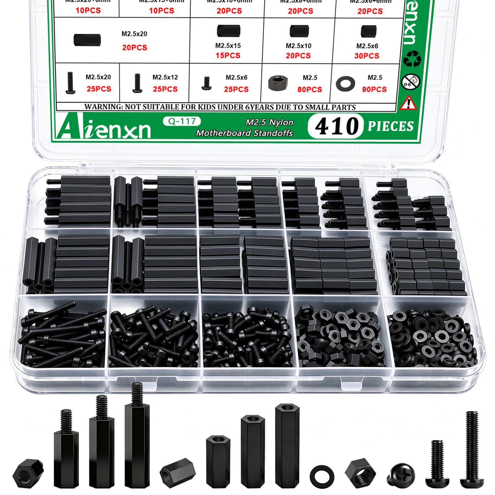 Motherboard Standoffs Kit - 410PCS Nylon Screws & Nuts -1