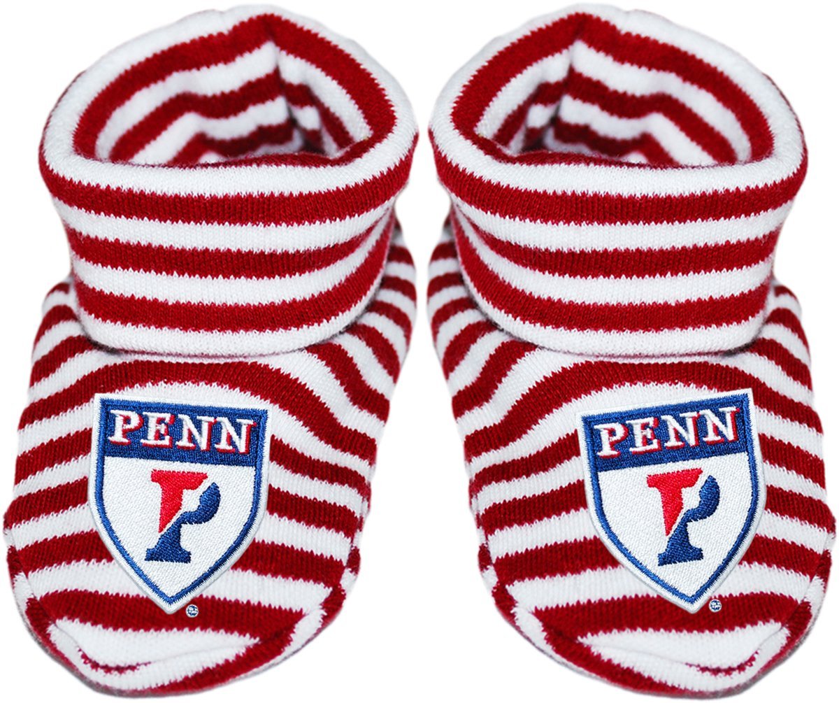 Creative Knitwear University of Pennsylvania PENN Shield Newborn Baby Striped Bootie Sock