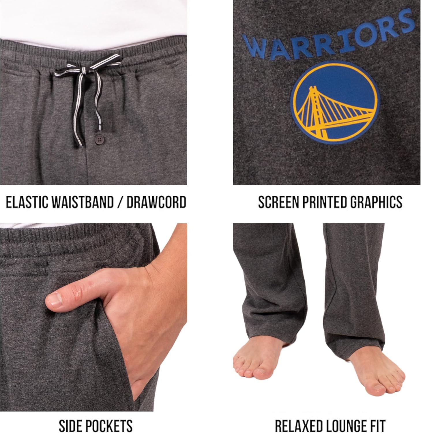 Ultra Game Men NBA Official Sleepwear Super Soft Pajama Loungewear Pants