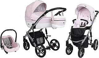 Saintbaby Retro Cochecito de Bebé Trio Silla de Coche Grupo 0 Plus Isofix 3en1 2en1 4en1 Lava Silver Pink 01 2in1 sin Silla de coche