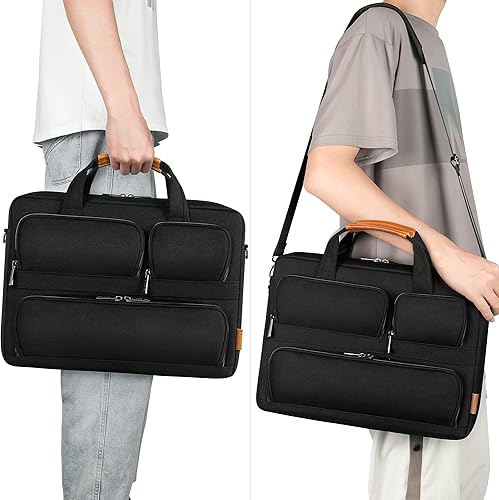 Miniatura 7 de DOMISO Funda impermeable para laptop de 15 a 15.6 pulgadas, maletín de negocios, bolsa de computadora portátil con correa para el hombro para Lenovo