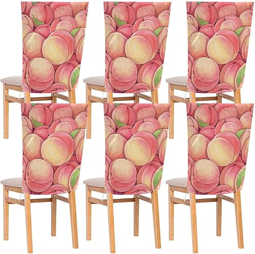 Juego de 6 fundas decorativas para sillas de comedor con diseño de frutas, color rosa melocotón, para decoración del hogar, fundas suaves para