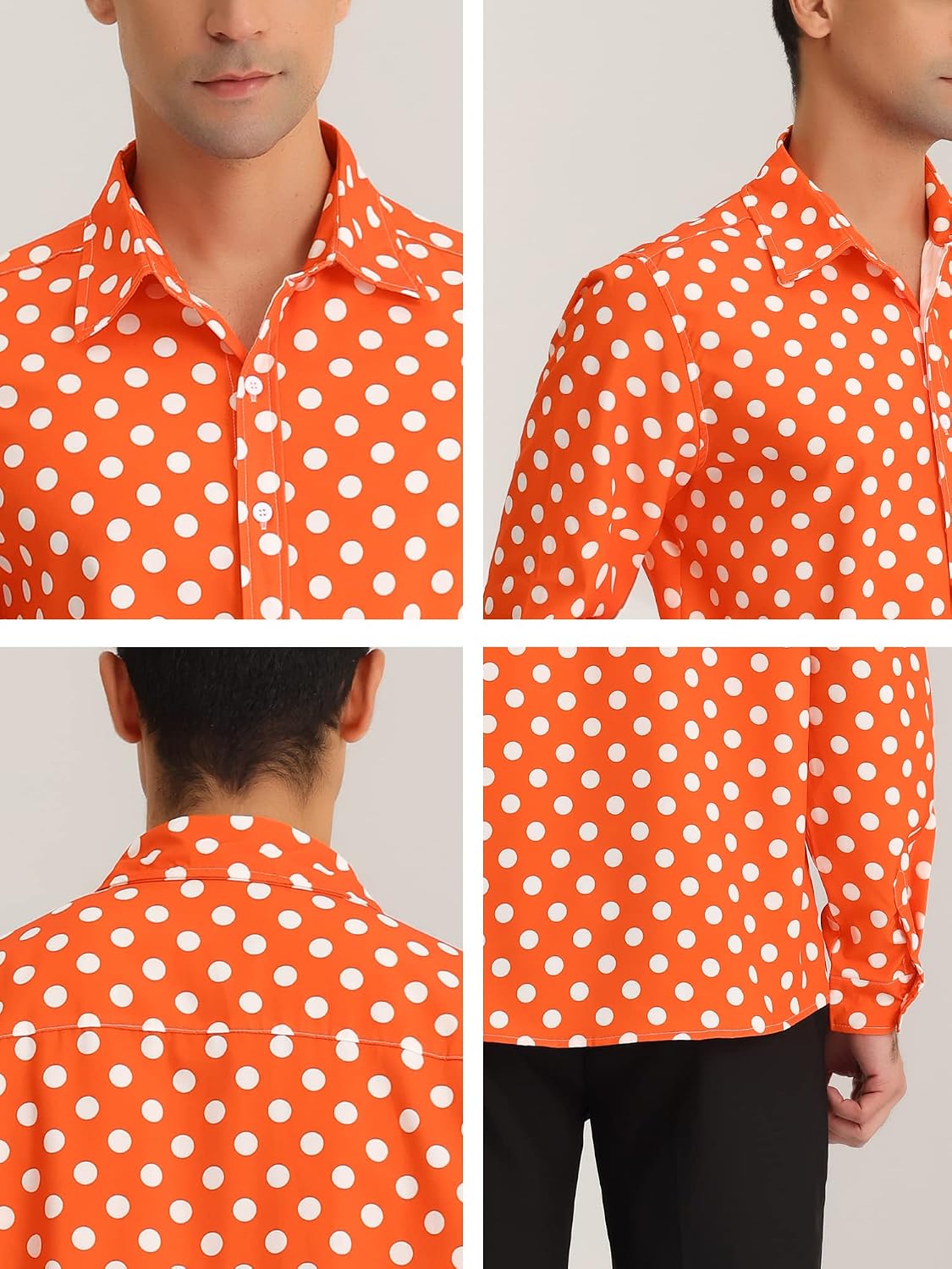 Lars Amadeus Men's Polka Dots Print Dress Shirt Button Down Long Sleeves Casual Shirts