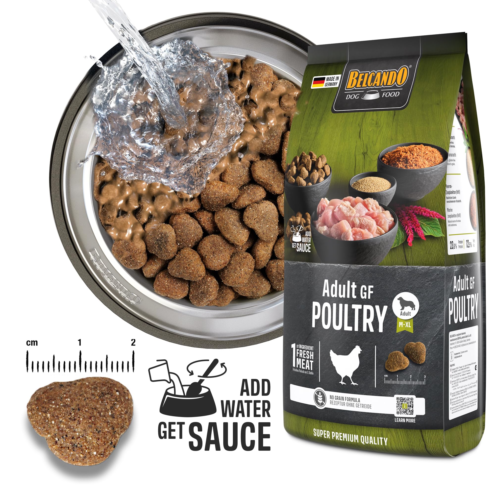 Belcando Adult GF Poultry [1 kg] getreidefreies Hundefutter | Trockenfutter  ohne Getreide | Alleinfuttermittel fr ausgewachsene Hunde ab 1 Jahr :  Amazon.de: Haustier