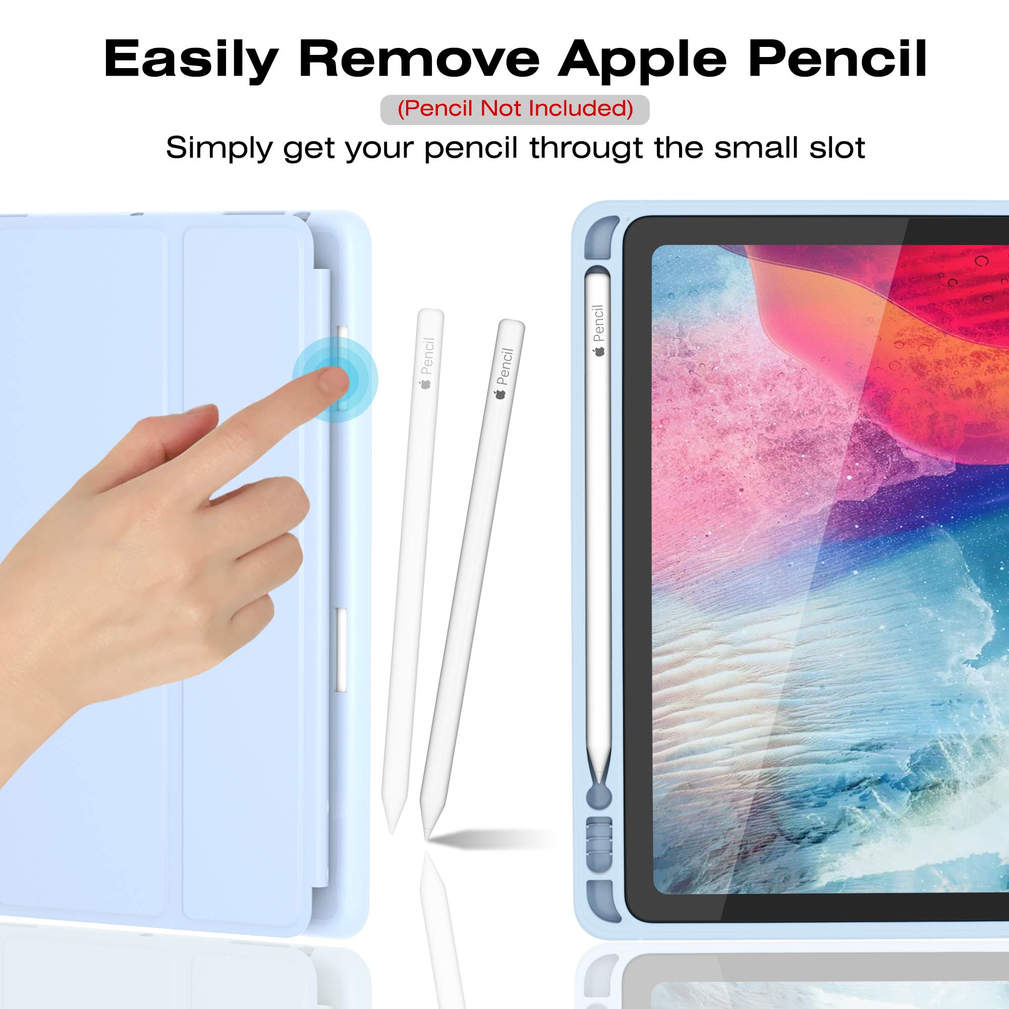 Case for iPad Air 3 Case 2019 with Pencil Holder Ultra Slim Soft TPU Back Cover with Auto Sleep/Wake Full Body Protective Smart Case for iPad Air 3rd Generation 2019/iPad Pro 10.5 2017 (Sky Blue)