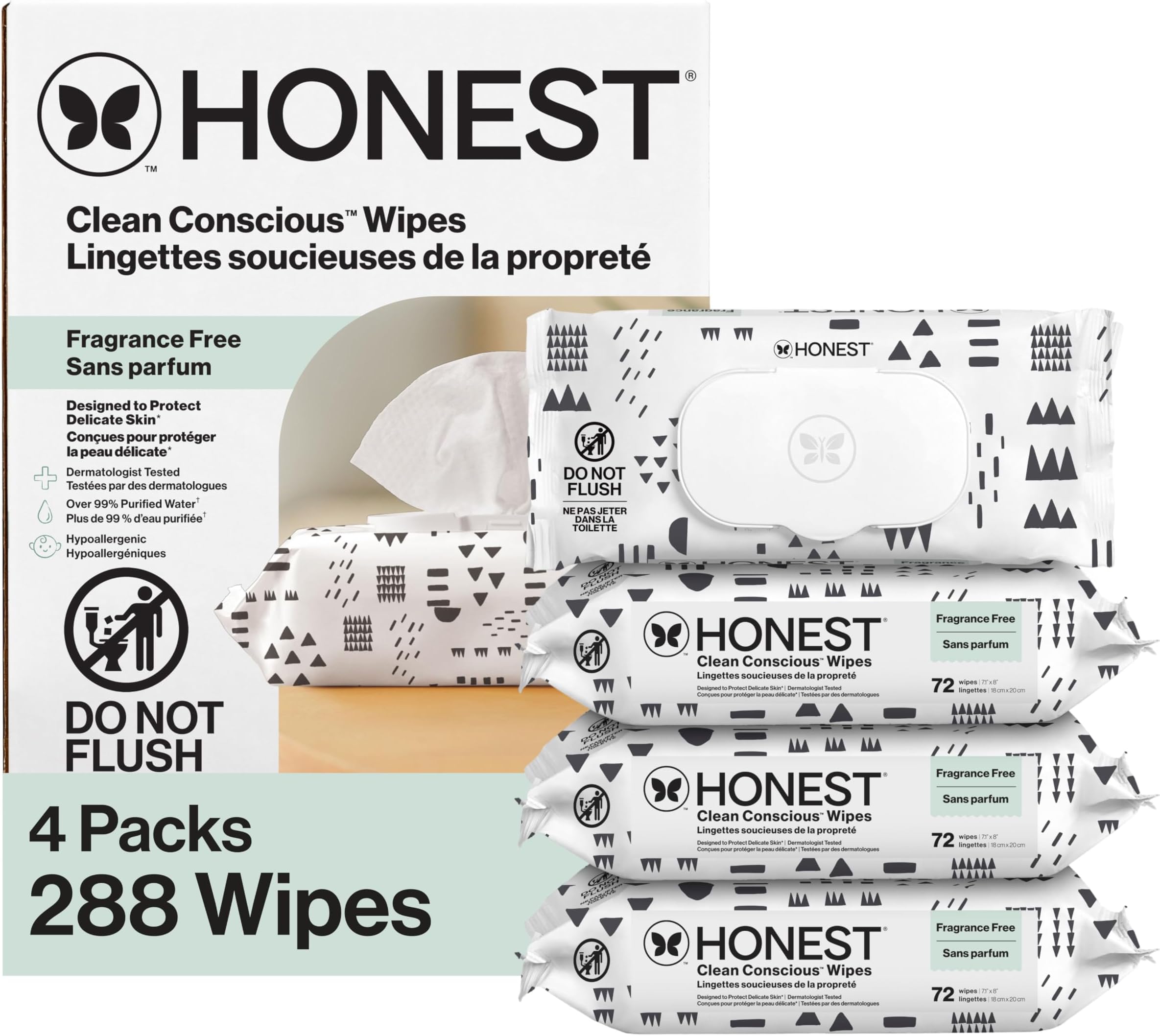 The Honest Company Wipes, Pattern Play, 288 Count