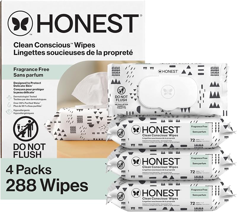 The Honest Company Toallitas multiusos para bebés, juego de patrones, 288 unidades