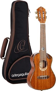 Ortega Guitars, 4-String Custom Built Eclipse Series All Solid Concert Ukulele w/Bag, Right CC4