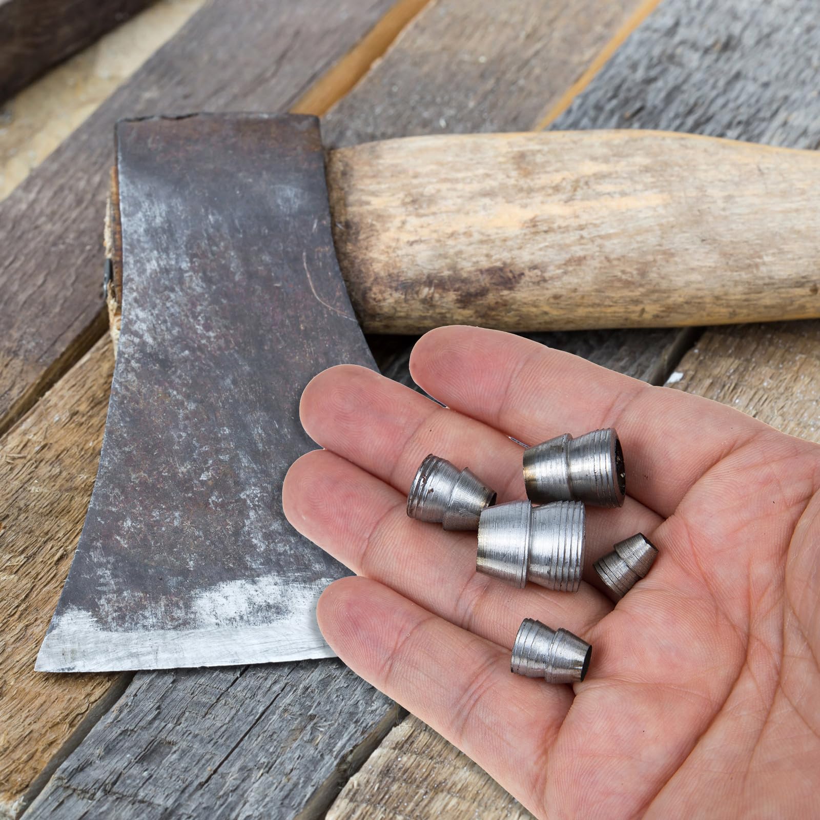 ULTECHNOVO Accessoires Robustes Prévention du Desserrage du Manche 25 Pièces Coins Ronds en Fer Argenté et Déplacement à 360 Degrés pour Marteau pour Outils de Jardin