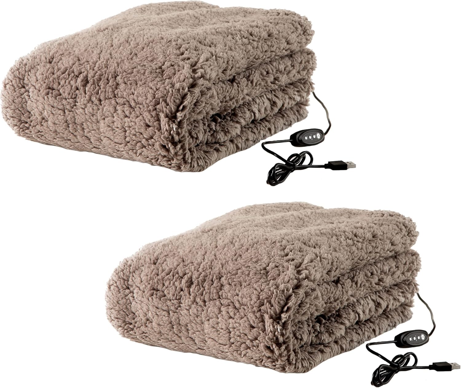 Stalwart Heated Blanket 2Pack USBPowered Sherpa Throw Blankets for