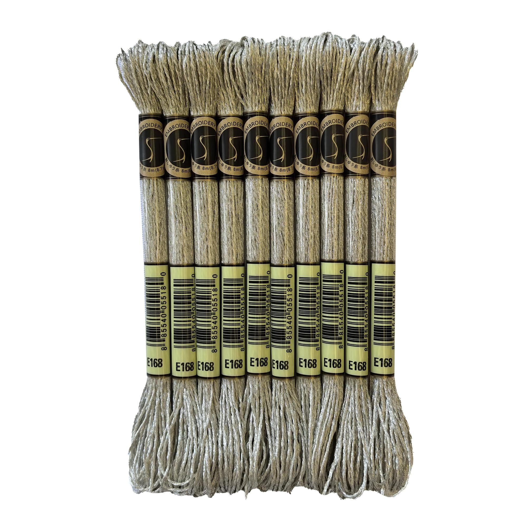 8 Meters 12 Strands Metallic Embroidery Floss Cross Stitch Needlework Thread, Metallic Silver, 10 Skeins