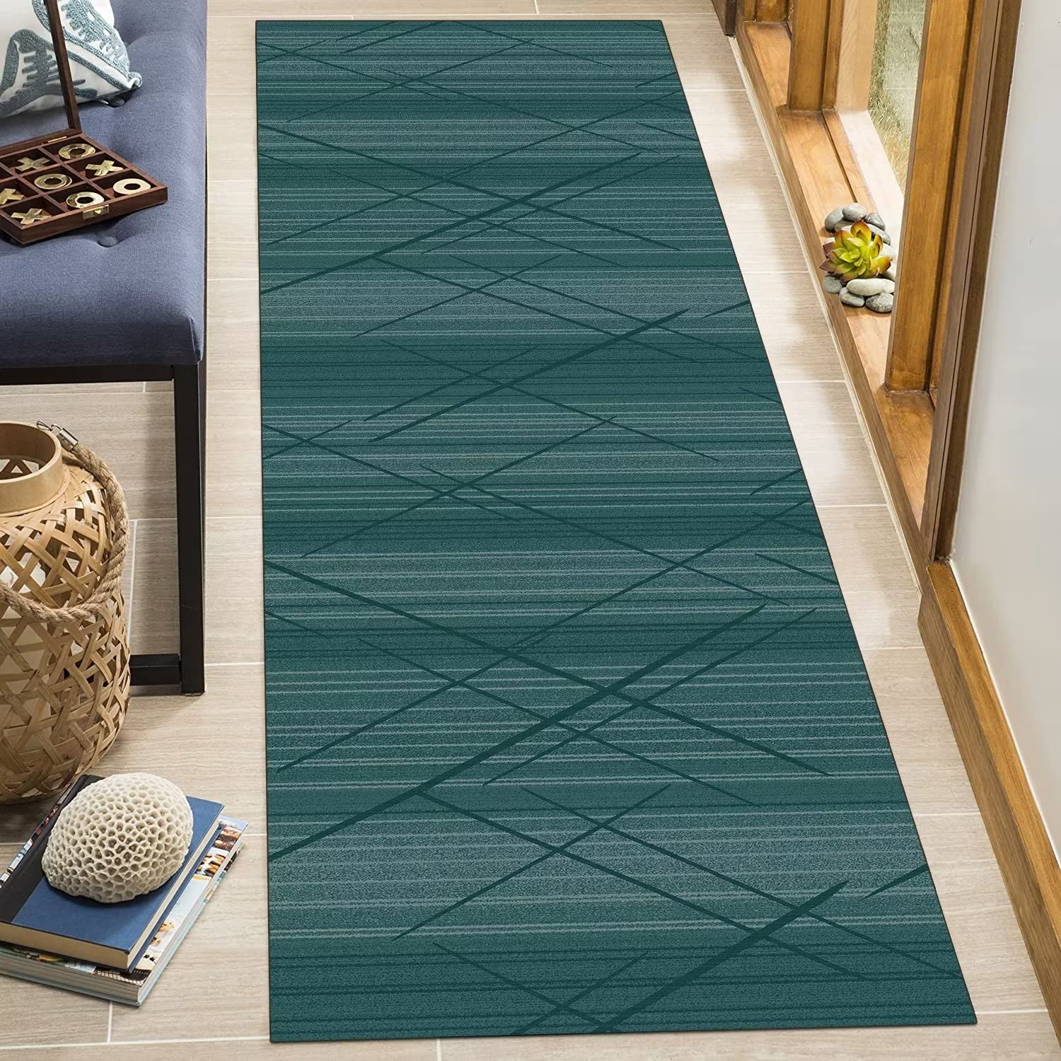 ANRO Tapis long pour couloir, antidérapant, lavable, 40 x 60 cm, pour couloir, cuisine, couloir, gris, 3D, fleur, chambre à coucher, salon, en polyester, durable, personnalisable, au mètre