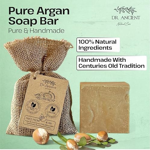 Miniatura 2 de Dr.Ancient Barra de jabón de argán, barras de jabón orgánicas hechas a mano de la manera tradicional, sin productos químicos naturales, veganas,