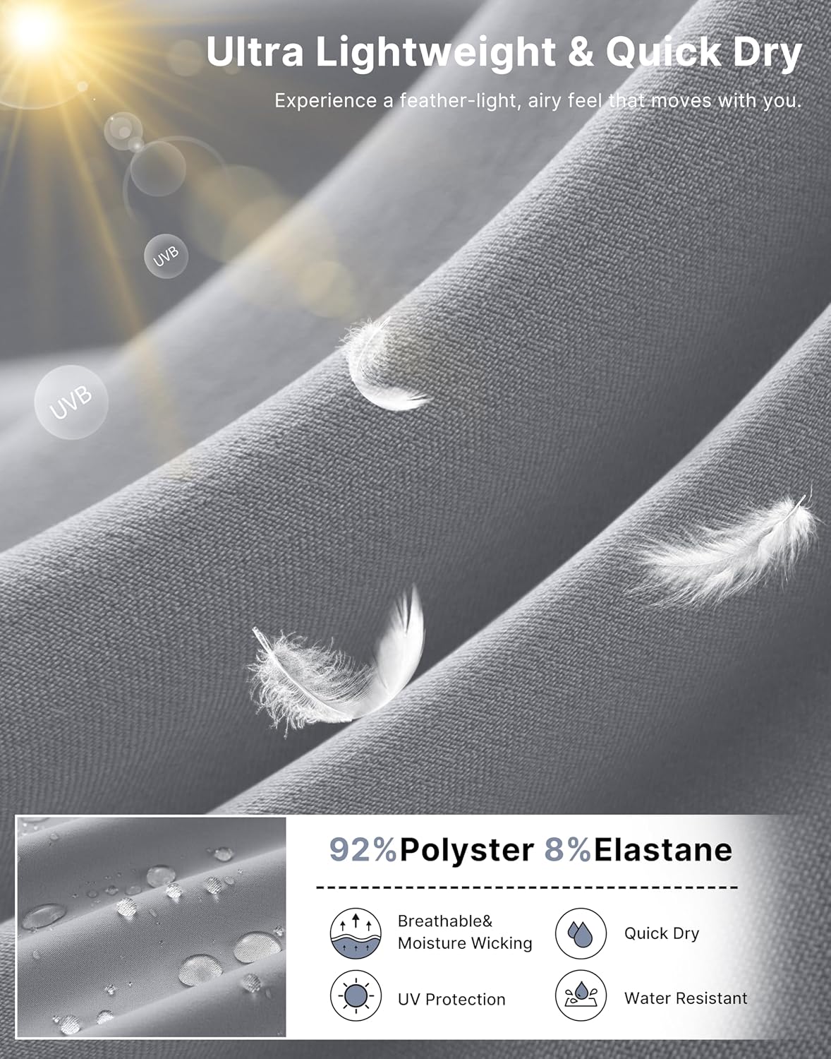 G Gradual Men's Casual Shorts 9" Lightweight Hiking Golf Zipper Pockets Stretch - Image 6