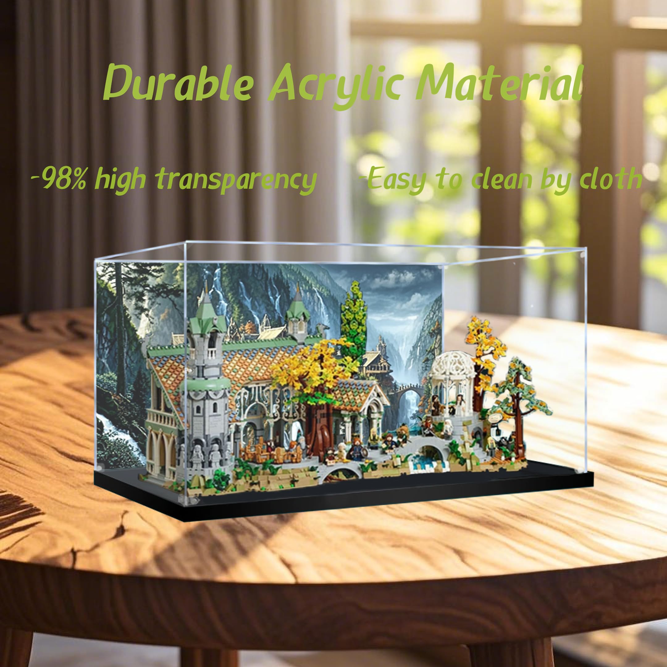 Vitrine en acrylique pour Lego 10316 Seigneur des Anneaux Château de Rivendell, Boîte transparente anti-poussière - Seulement la vitrine, Boîte de présentation compatible avec Lego 10316 (Revêtement