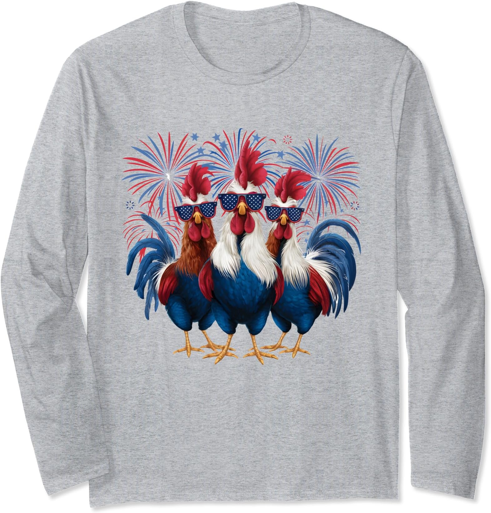 Patriotic USA Chicken USA Hen 4th Of July For Men Women Kids Long Sleeve T-Shirt