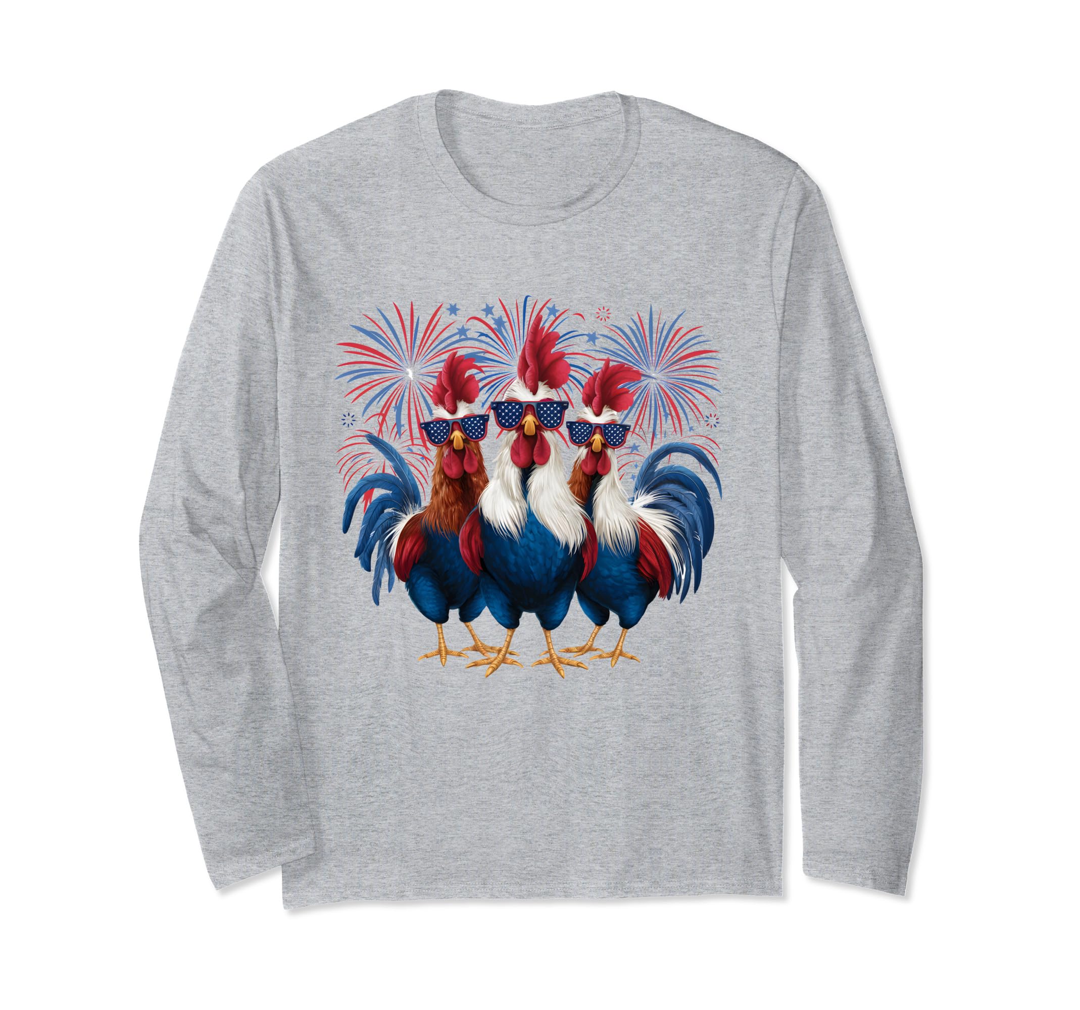 Patriotic USA Chicken USA Hen 4th Of July For Men Women Kids Long Sleeve T-Shirt