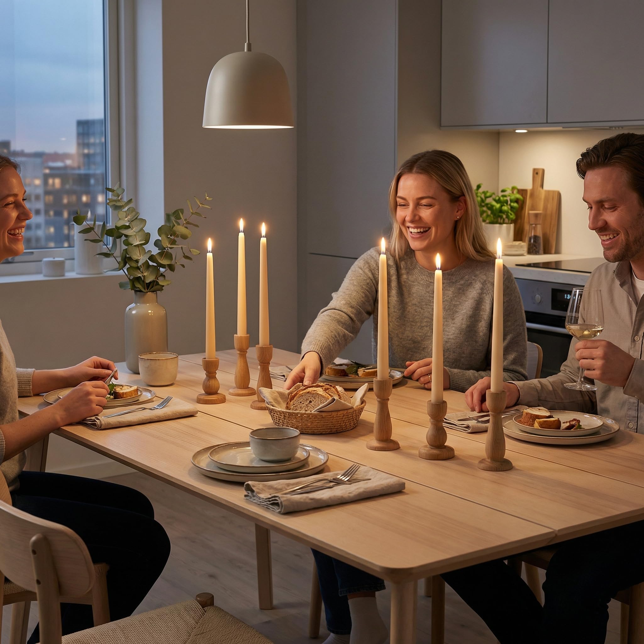 Leor & Lair Świece stożkowe w kolorze kości słoniowej – 40 sztuk świec stożkowych – eleganckie świeczniki w kolorze kości słoniowej 25 cm na wesela, do restauracji, imprez świątecznych, dekoracji