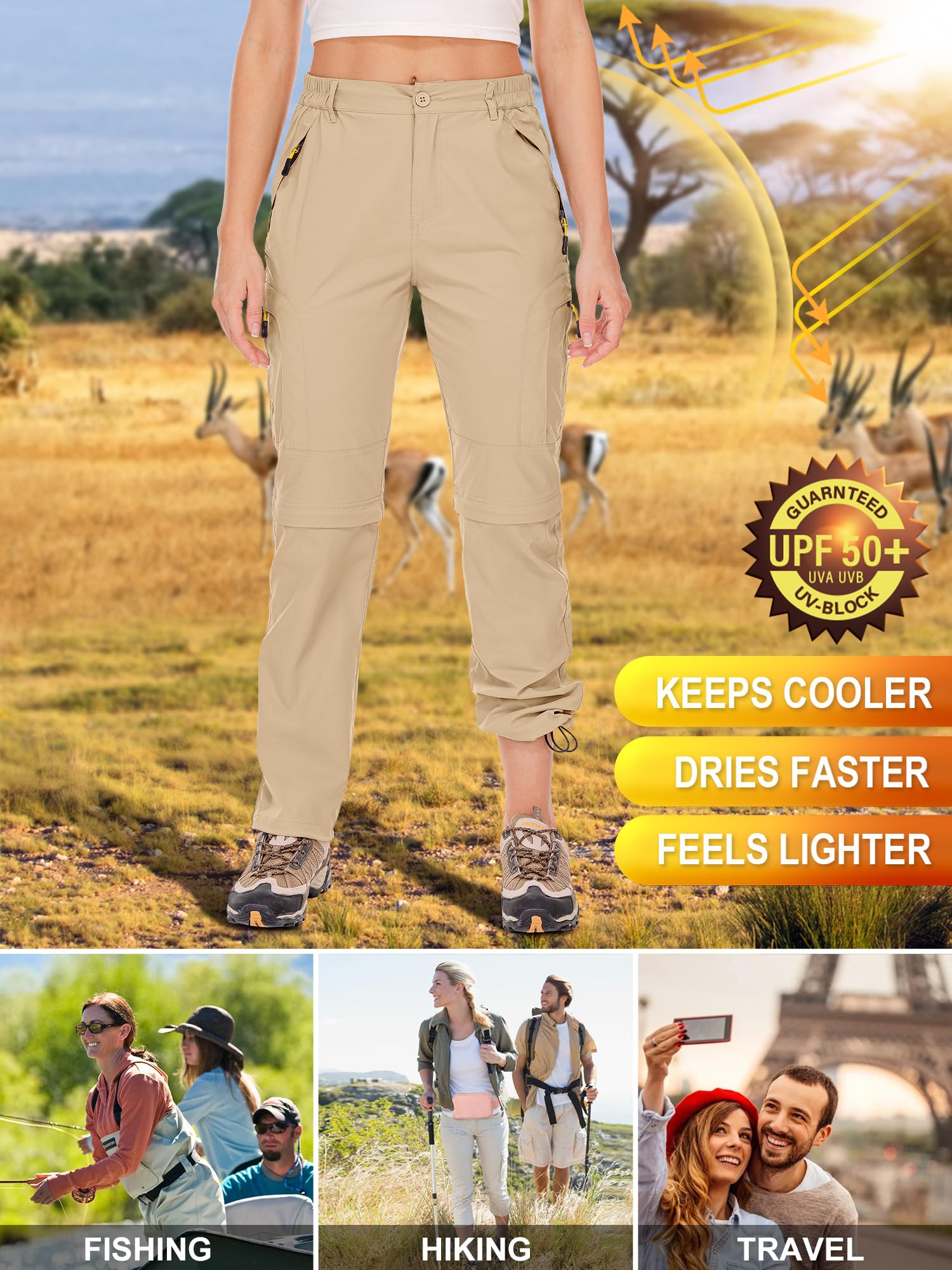 Jessie Kidden Pantalon de randonnée pour Femme - Séchage Rapide - Léger - Imperméable - avec Poches zippées - Marche - Escalade