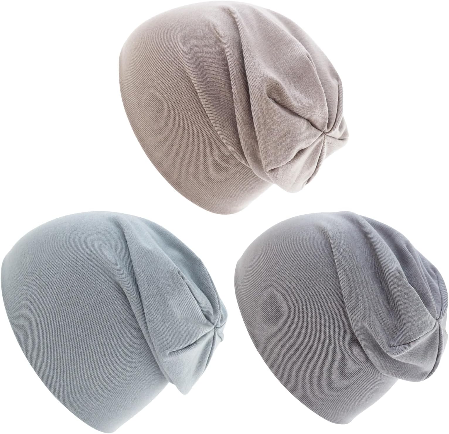 3 Pack Kids Beanie Hats – Soft Cotton Double-Layer Beanies for Boys & Girls, Lightweight Kids Winter Hat with Slouch