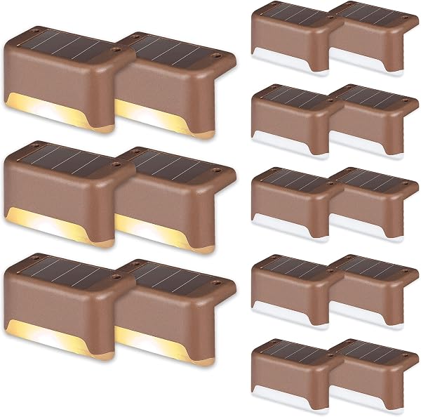 GIGALUMI Solar Deck Lights 16 Pcs Step Lights Bronze Solar Fence Lights Waterproof for Outdoor Pathway, Yard, Patio, Stairs, Step and Fences. (Warm White) - 1