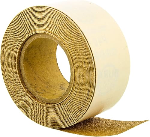 Miniatura 3 de Dura-Gold Papel de lija Longboard PSA 40 grano dorado premium, rollo de 10 yardas, 2-3/4" de ancho, autoadhesivo con respaldo pegajoso, rollo
