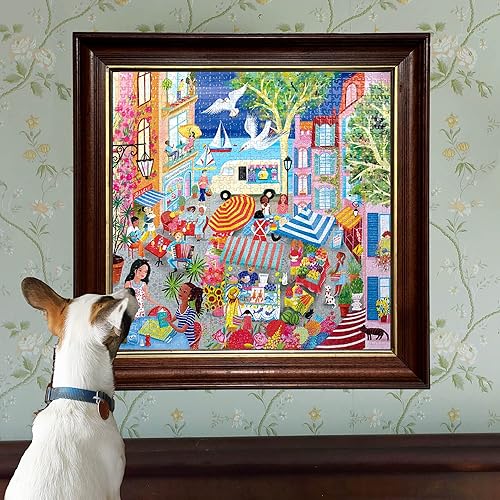 Miniatura 4 de eeBoo: Piece and Love Marketplace in France - Rompecabezas cuadrado de 1000 piezas para adultos, 23 x 23 pulgadas cuando está completo, piezas de