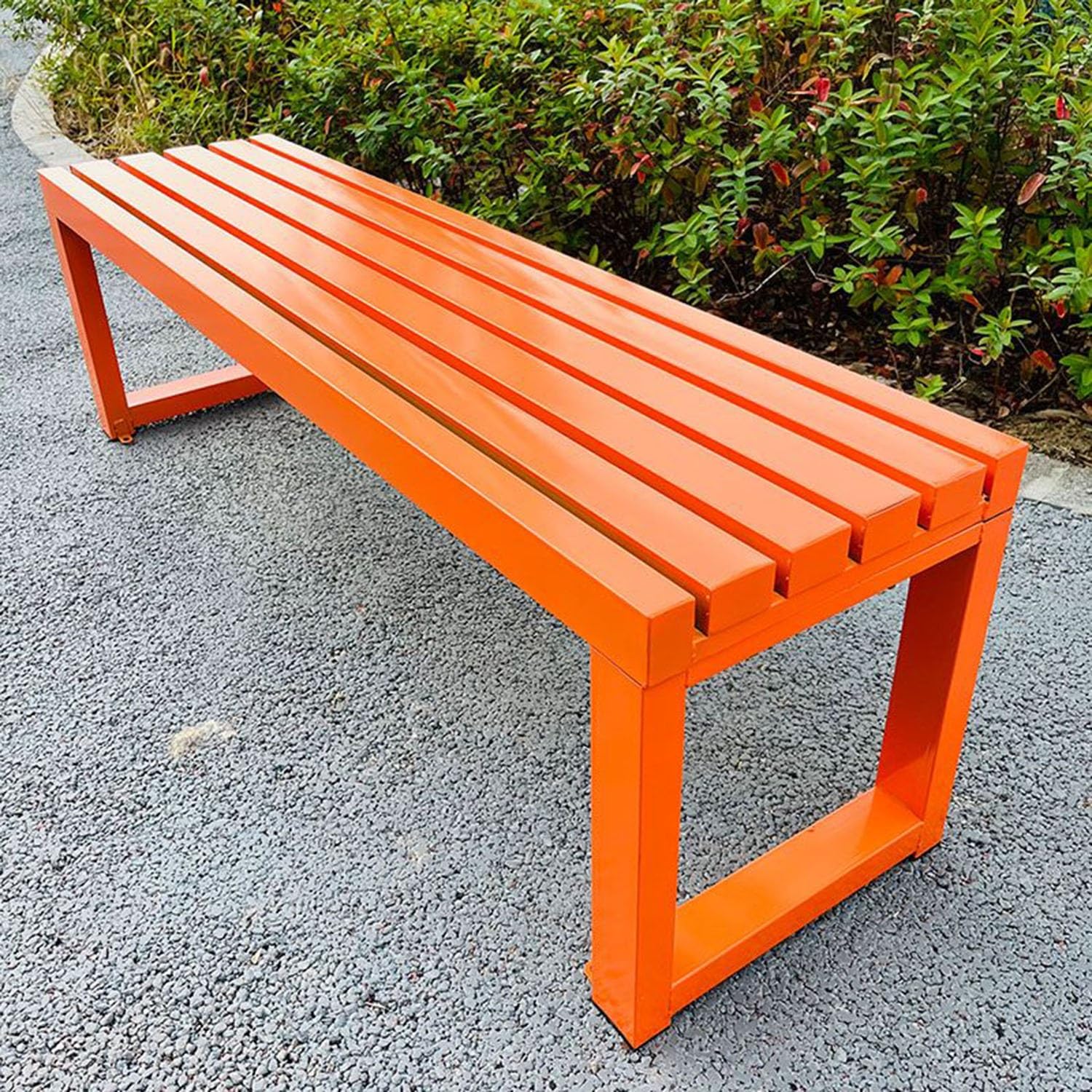 Banc de terrasse de 150 cm sans dossier pour 2 personnes en acier robuste