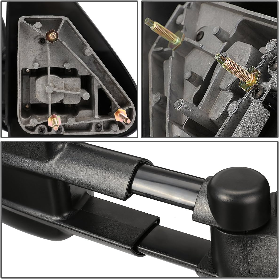 DNA Motoring TWM-001-T222-BK Pair of Manual Adjustment Towing Side Mirrors Compatible With 99-07 Silverado Sierra / 00-06 Suburban Tahoe Yukon,Black