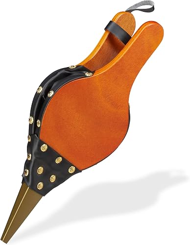 Relaxdays Fuelle Chimenea, Soplador Fuego Barbacoa, Ventilador, Rústico, Remaches Dorados, 39 cm Largo, Marrón y Negro