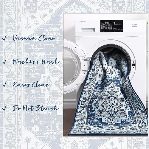 Miniatura 24 de COZYLOOM Alfombra de área de 2 x 6 pies, tribal, envejecida, para entrada, medallón vintage, alfombra para interiores, alfombra de pelo bajo, suave